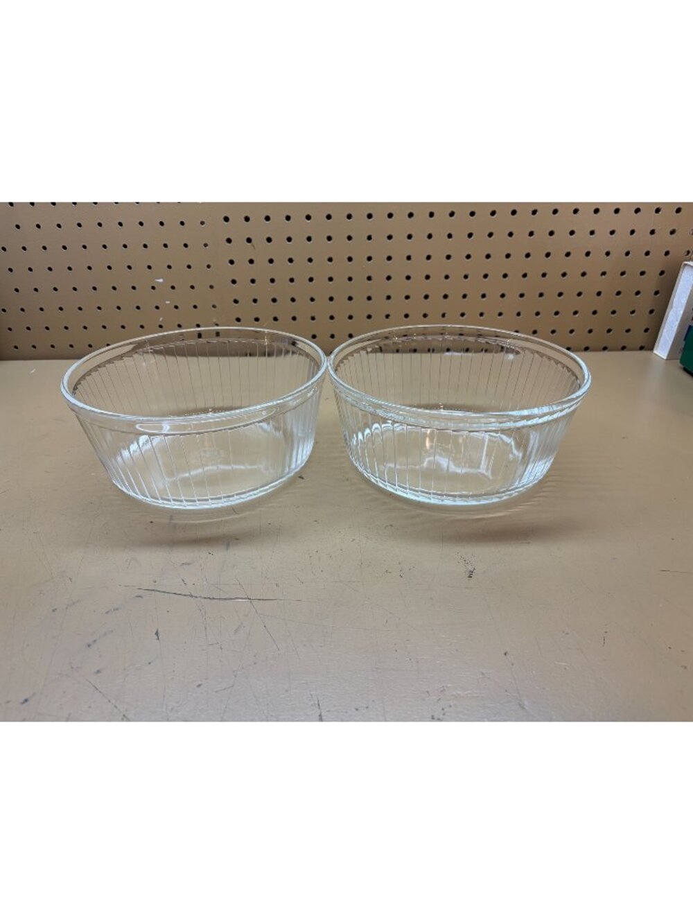 Set Of 2 Vintage Pyrex Souffle Glass Ribbed Mixing Bowls 8" Diameter Made In USA